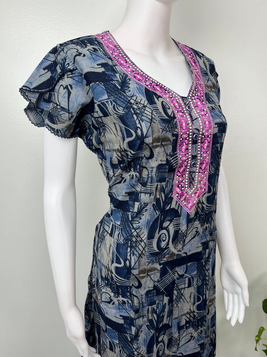 Navy Blue Alpine Nightgown Elegant & Long-Lasting