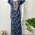 Navy Blue Embroidered Alpine Fabric Nighty