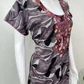 Digital Printed Alpine Fabric Nighty with Embroidery
