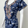 Navy Blue Embroidered Alpine Fabric Nighty