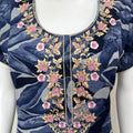 Navy Blue Embroidered Alpine Fabric Nighty