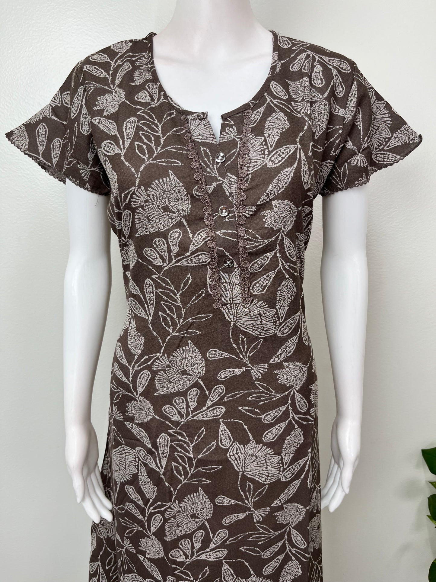 Brown Floral Umbrella Style Alpine Nightgown