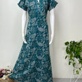 Teal Frock Style Alpine Fabric Women's Nightgown