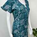 Teal Frock Style Alpine Fabric Women's Nightgown