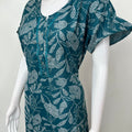Teal Frock Style Alpine Fabric Women's Nightgown
