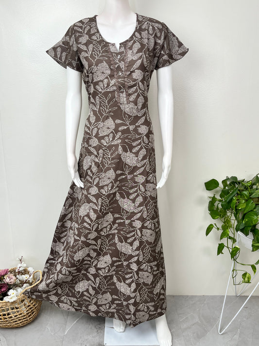 Brown Floral Umbrella Style Alpine Nightgown