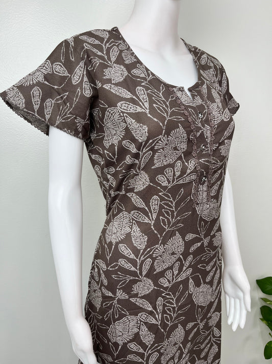 Brown Floral Umbrella Style Alpine Nightgown