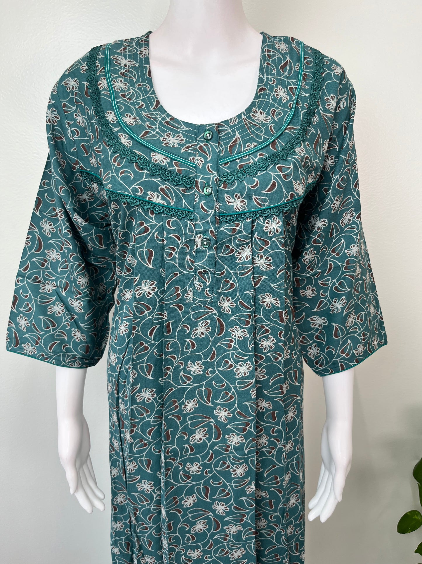 Teal Green Alpine Nighty with Long Sleeves