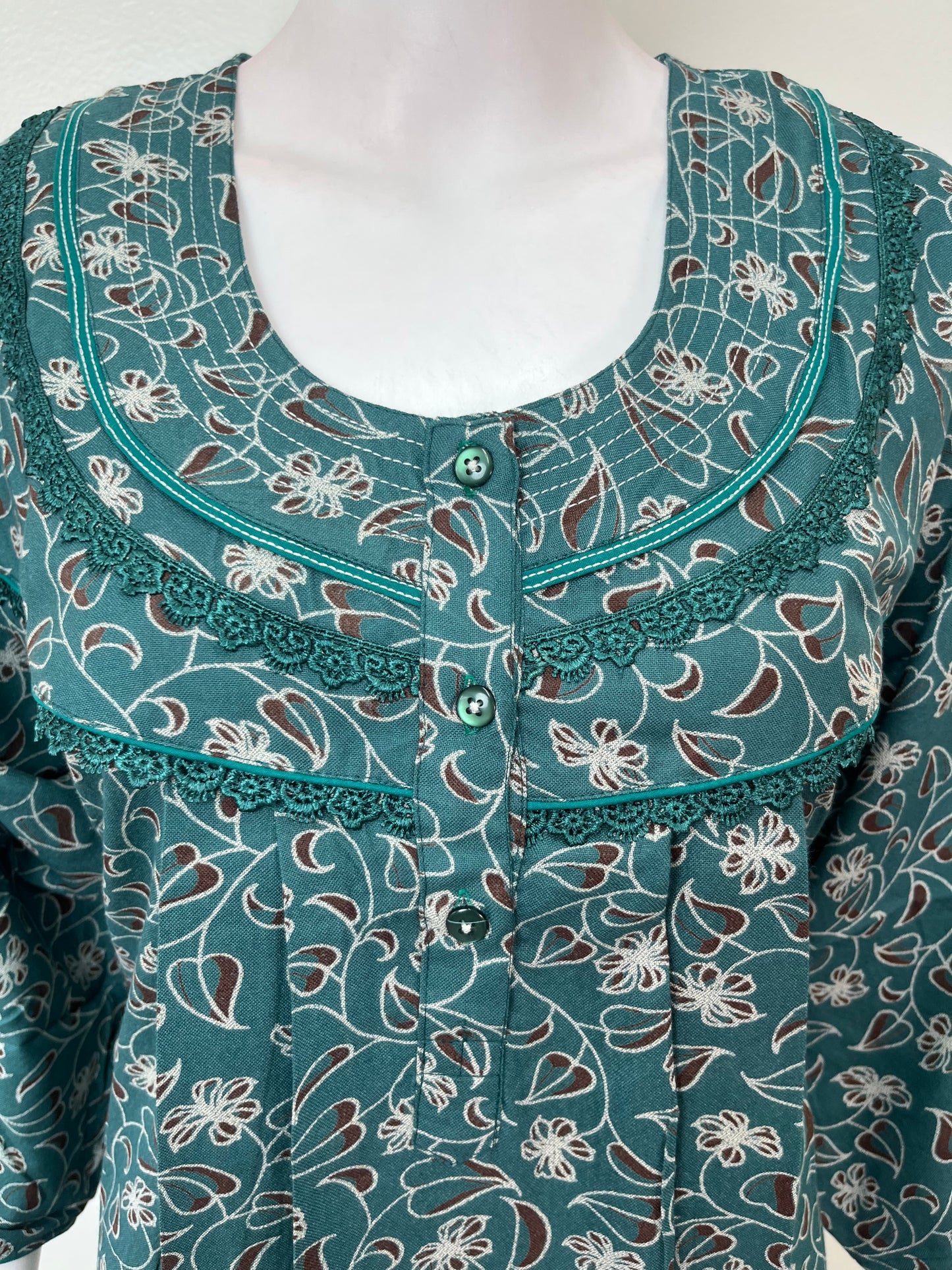 Teal Green Alpine Nighty with Long Sleeves