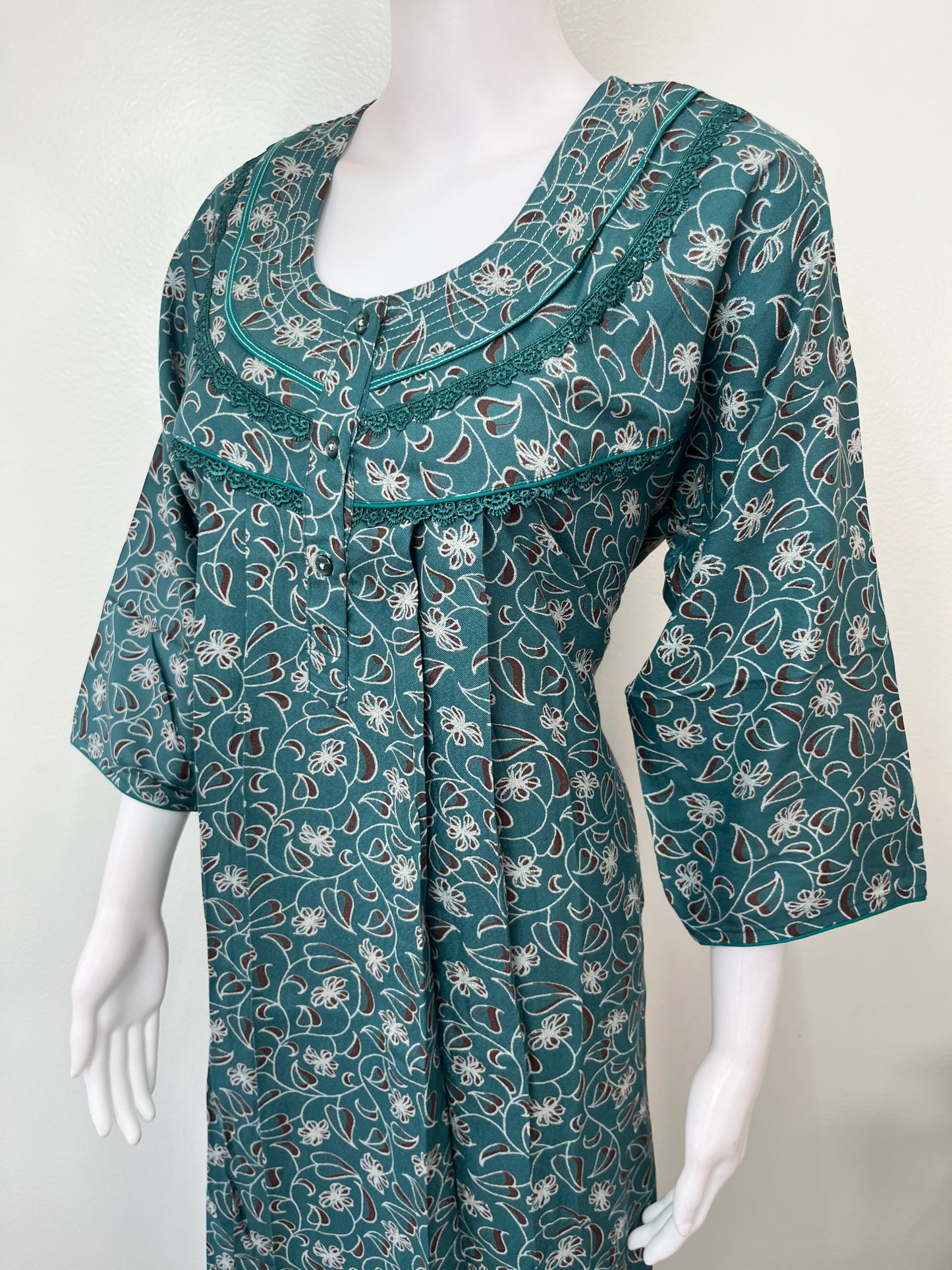 Teal Green Alpine Nighty with Long Sleeves