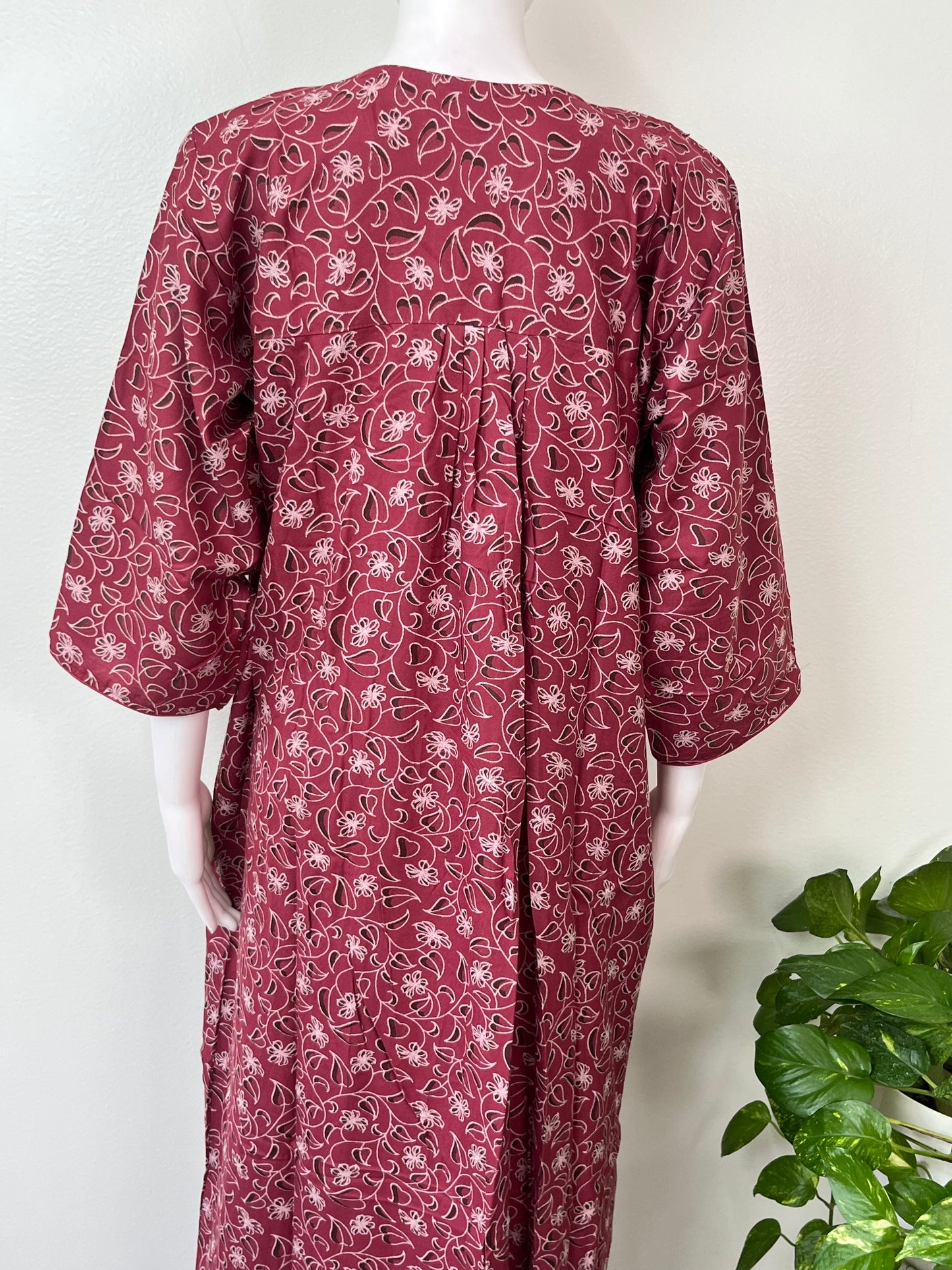 Pink Alpine Fabric Long Sleeves Nightgown