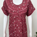 Maroon Pleated Style Alpine Nightgown for Women