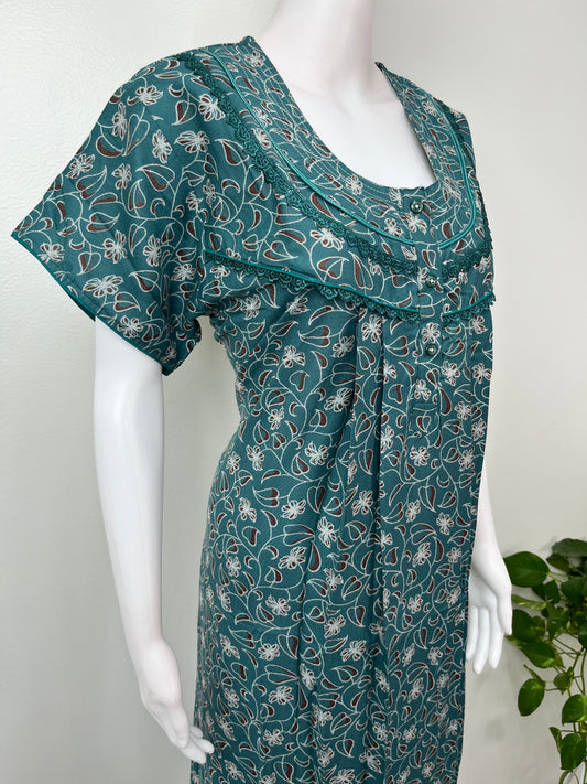 Teal Alpine Fabric Nighty for Women