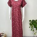 Maroon Pleated Style Alpine Nightgown for Women