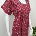 Maroon Pleated Style Alpine Nightgown for Women