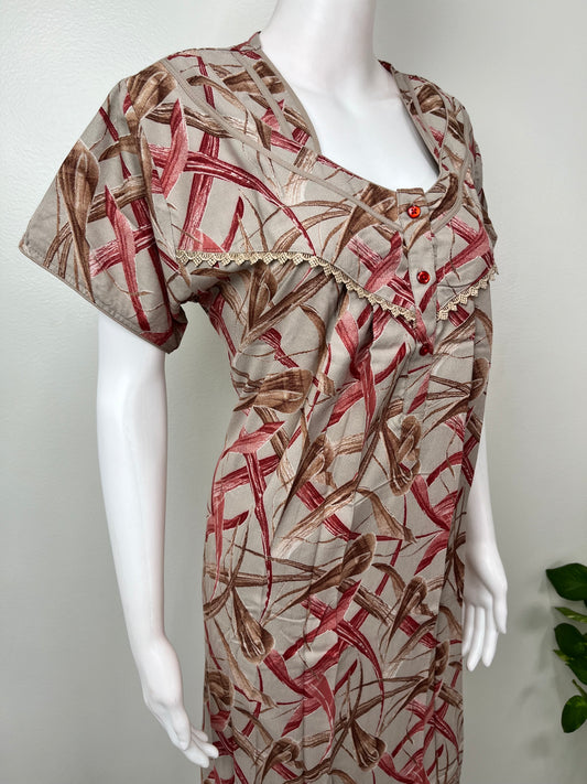 Coffee Pleated Style Alpine Nightgown