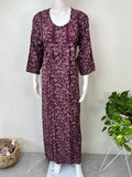 Purple Alpine Fabric Long Sleeves Nightgown