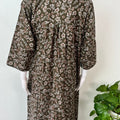 Olive Green Alpine Fabric Nighty 3/4th Sleeves