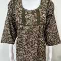 Olive Green Alpine Fabric Nighty 3/4th Sleeves