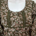 Olive Green Alpine Fabric Nighty 3/4th Sleeves