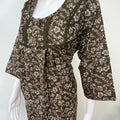 Olive Green Alpine Fabric Nighty 3/4th Sleeves