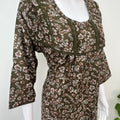 Olive Green Alpine Fabric Nighty 3/4th Sleeves