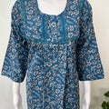 Blue Alpine Fabric Nightgown with 3/4th Sleeves
