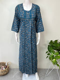 Blue Alpine Fabric Nightgown with 3/4th Sleeves