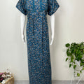 Blue Floral Printed Alpine Fabric Nightgown