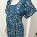 Blue Floral Printed Alpine Fabric Nightgown