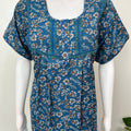 Blue Floral Printed Alpine Fabric Nightgown