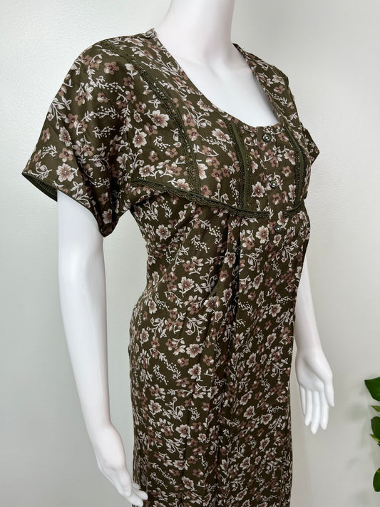 Mehendi Green Alpine Fabric Nighty for Women