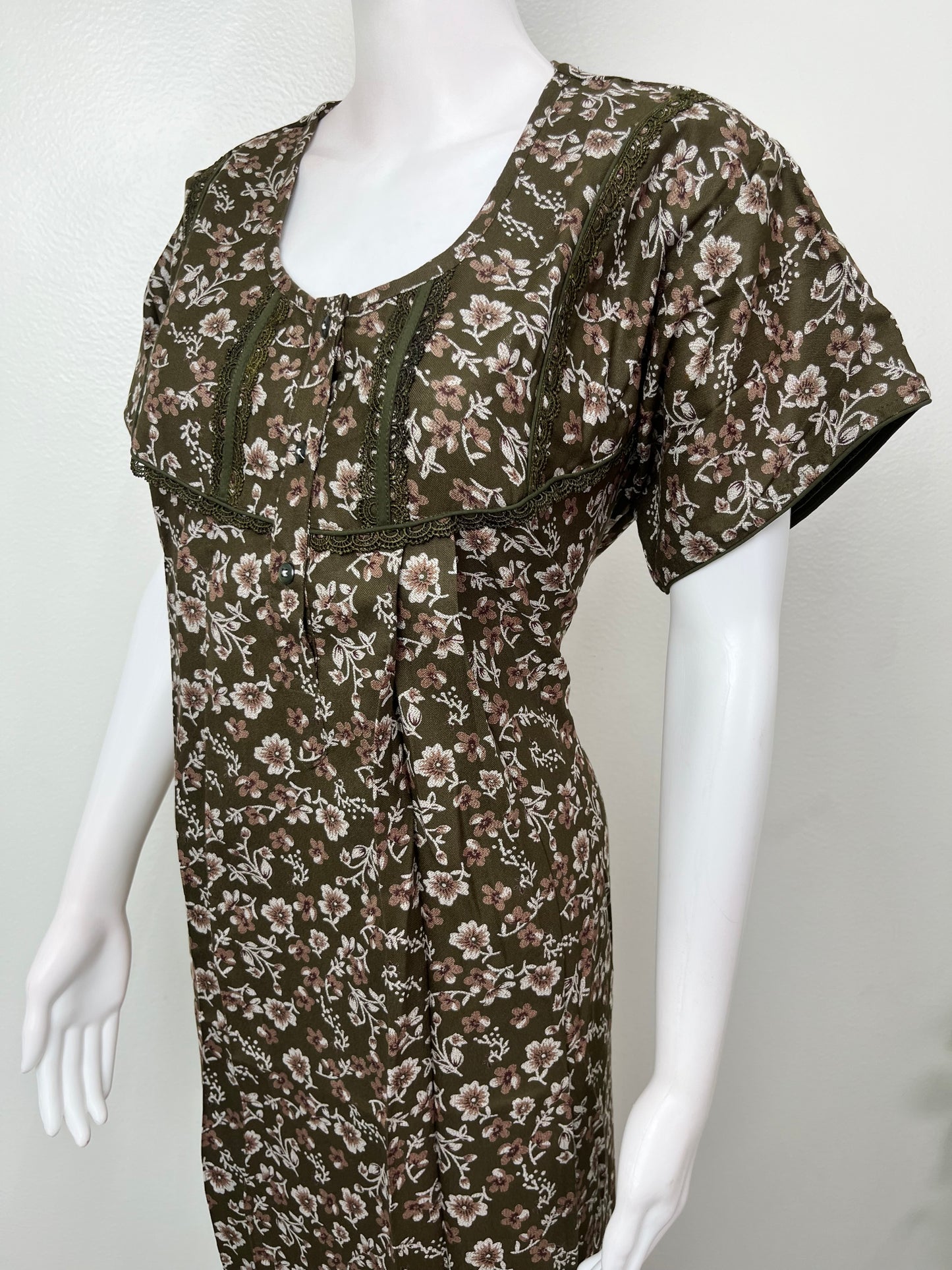 Mehendi Green Alpine Fabric Nighty for Women