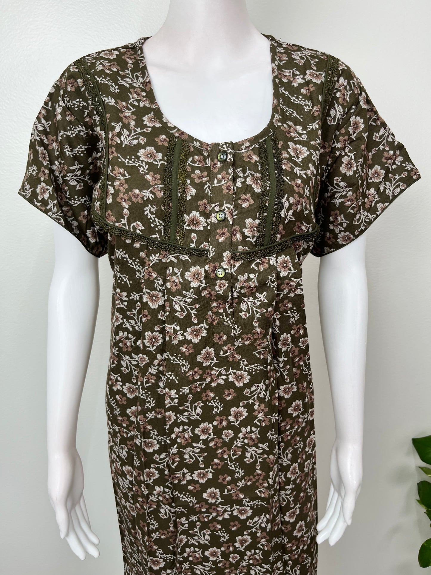 Mehendi Green Alpine Fabric Nighty for Women