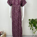 Wine Pleated Style Nightgown in Alpine Fabric
