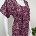 Wine Pleated Style Nightgown in Alpine Fabric