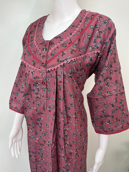 Soft & Breathable Alpine Fabric Nightgown with 3/4th  Sleeves