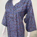 Purple Alpine Fabric 3/4th Sleeves Nightgown