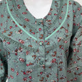Green Floral Alpine Fabric 3/4th Sleeves Nightgown
