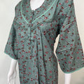 Green Floral Alpine Fabric 3/4th Sleeves Nightgown
