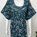 Teal Blue Floral Printed Alpine Nightgown
