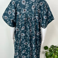 Teal Blue Floral Printed Alpine Nightgown