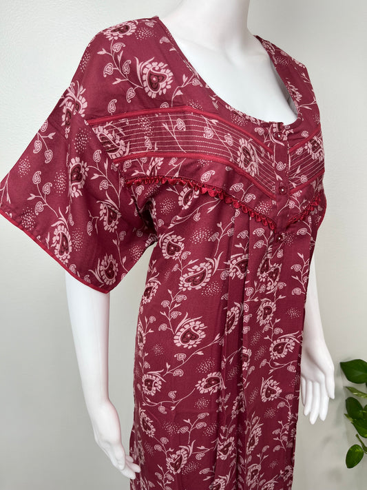Pleated Style Alpine Fabric Nighty for Women
