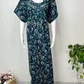 Teal Blue Floral Printed Alpine Nightgown
