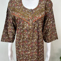 Olive Green Alpine Fabric 3/4th Sleeves Nighty