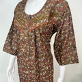 Olive Green Alpine Fabric 3/4th Sleeves Nighty