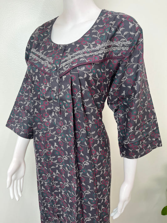 Gray Alpine Fabric 3/4th Sleeves Nightgown