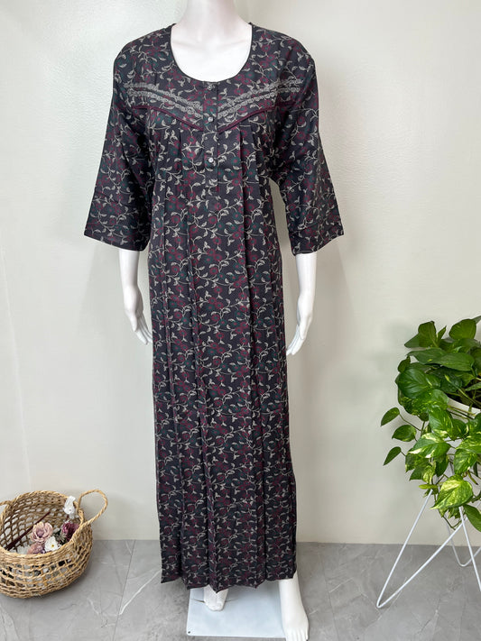 Gray Alpine Fabric 3/4th Sleeves Nightgown