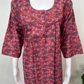 Pleated Style Alpine Fabric Nightgown with Long Sleeves