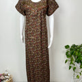 Bottle Green Printed Alpine Fabric Nightgown for Women